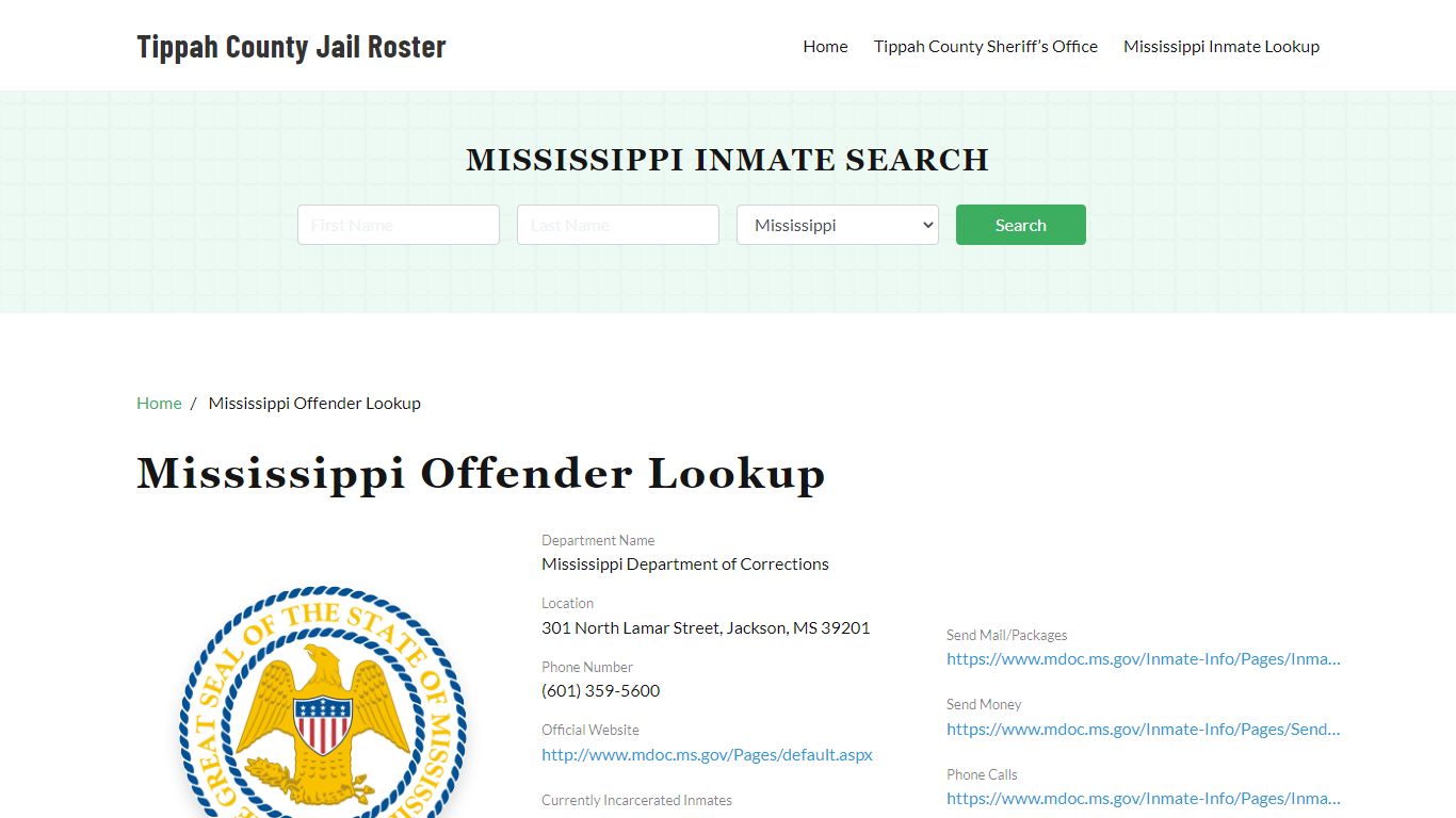 Mississippi Inmate Search, Jail Rosters - Tippah County Jail