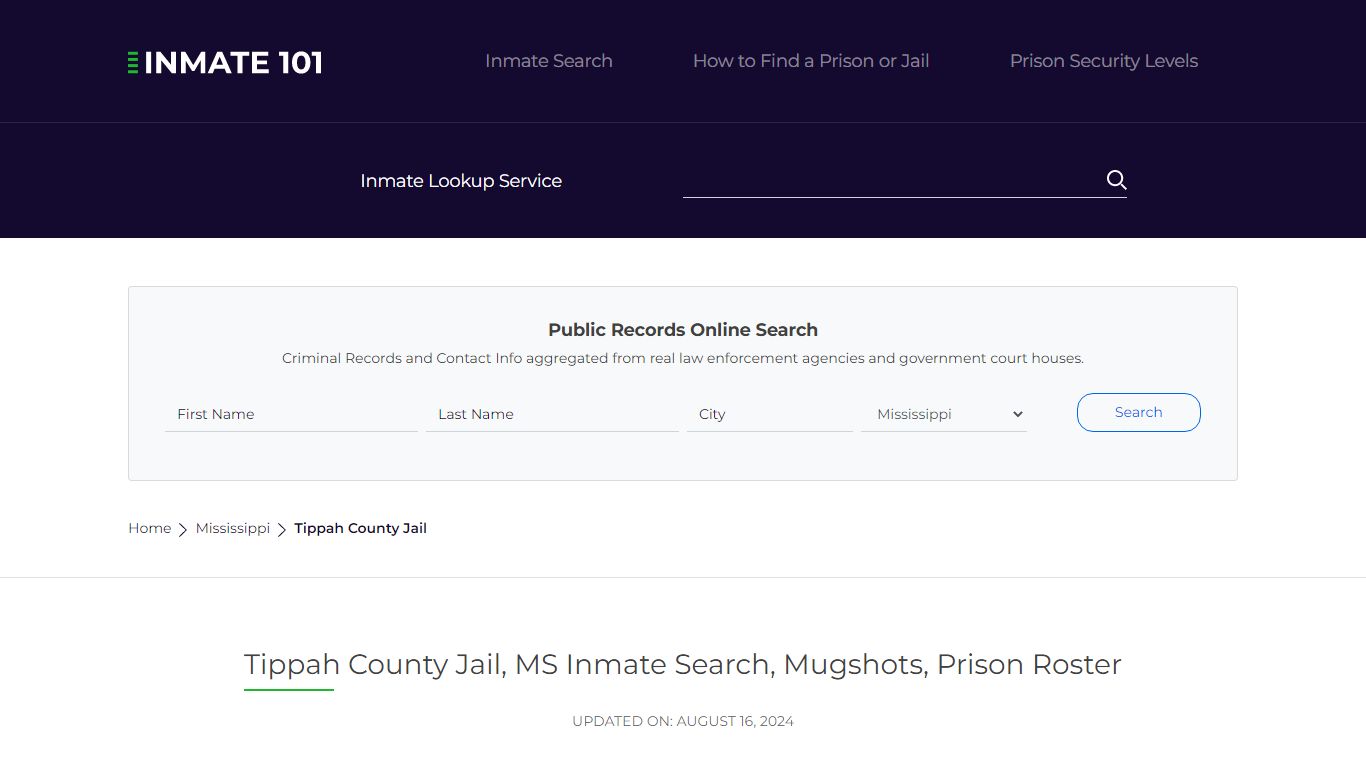 Tippah County Jail, MS Inmate Search, Mugshots, Prison Roster