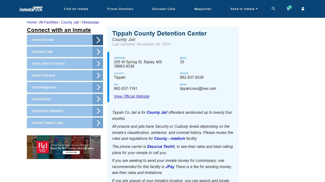 Tippah County Detention Center - Inmate Locator